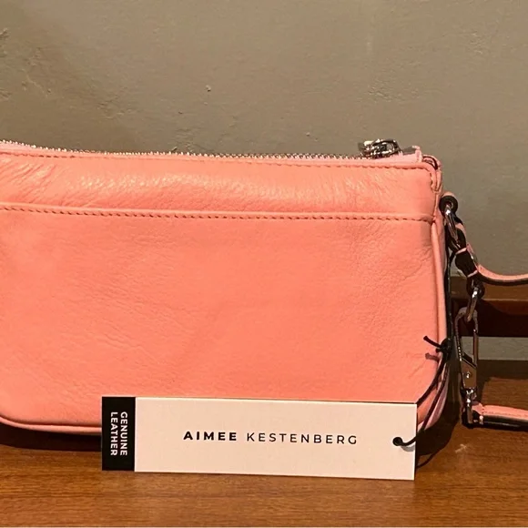 AIMEE KESTENBERG Pink Peach Fiery Laser Cut Leather Pouchette NWTS - Picture 9 of 13